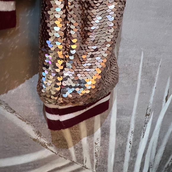 Sequin Bomber Jacket with Fur Accents - Picture 16 of 16